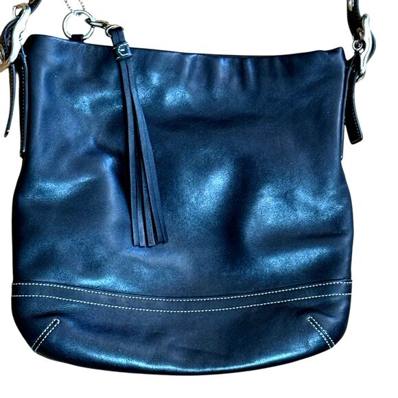 Coach 1415 Soho Slim Y2k Black Leather Hobo Fringe Tasseled Shoulder Bag - Picture 3 of 14